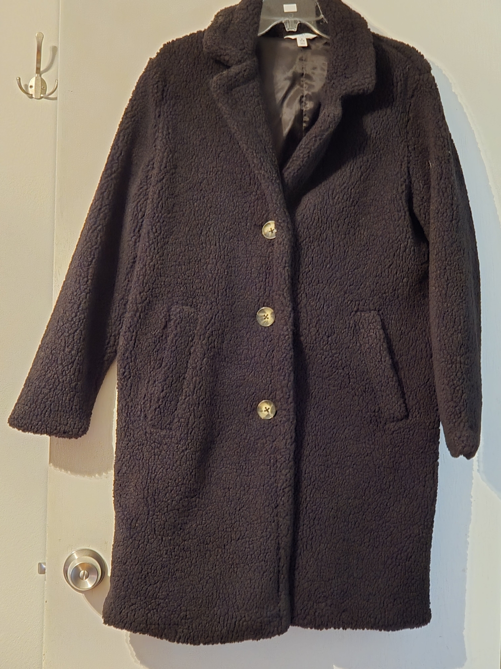 Black Teddy Coat with Button Front